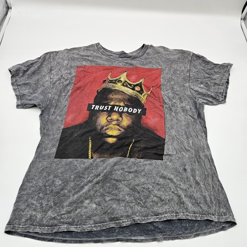 Notorious BIG T Shirt Mens XL Gray Mineral Wash Trust‎ Nobody Crown Graphic Tee